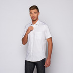 Short Sleeve Button-Up // White + Dark Blue Stripe (US: 16.5R)