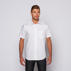 Short Sleeve Button-Up // White + Dark Blue Stripe (US: 16.5R)