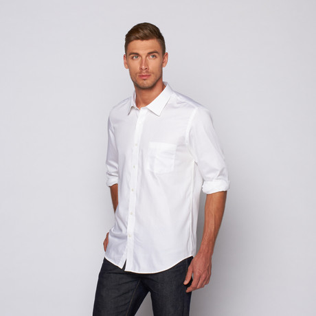 3 Texture Slim Fit Button-Up // White (US: 15R)