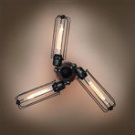 Linear Cage Windmill Sconce // 3 Arm