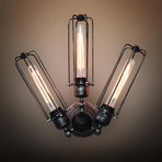 Linear Cage Windmill Sconce // 3 Arm
