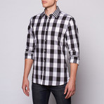 Large Checkered Button-Up // Black + Grey (S)