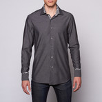 Solid Leopard Trim Button-Up // Grey (M)