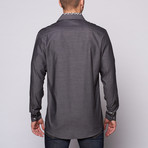 Solid Leopard Trim Button-Up // Grey (M)