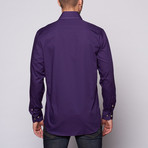 Top Stitch Collar Button-Up // Purple (S)