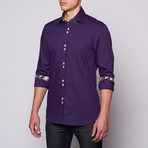 Top Stitch Collar Button-Up // Purple (M)