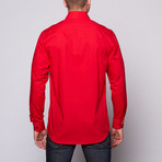 Top Stitch Collar Button-Up // Red (S)