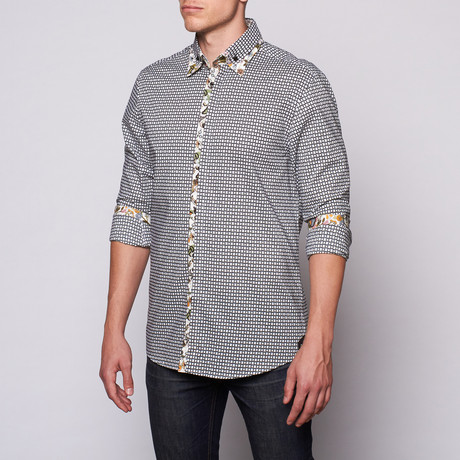 Banana Lemon // Pixelated Houndstooth Button-Down // Black (S)