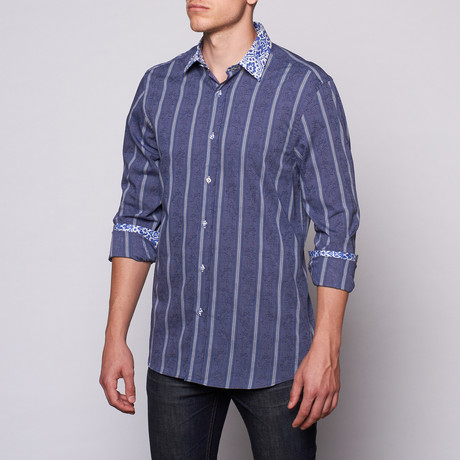 Striped Button-Up // Blue (S)