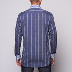 Striped Button-Up // Blue (M)