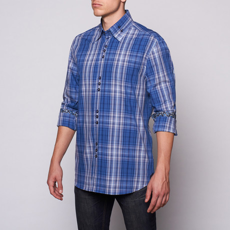 Plaid Button-Up // Blue (S)