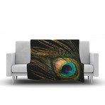 Peacock Black Blanket // Fleece (60" x 80")