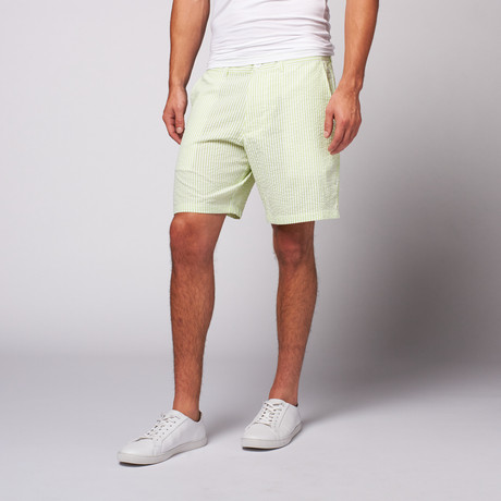 8" Inseam Seersucker Shorts // Citrus + White (29)