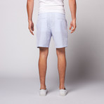 8" Inseam Seersucker Shorts // Blue + White (32)