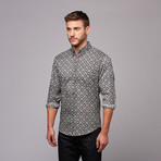 Long Sleeve Geometric Print Shirt // Black + White (XL)