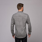 Long Sleeve Geometric Print Shirt // Black + White (M)