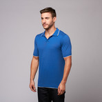 Johnny Collar Knit Polo // Electric Blue + White (L)