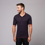 Johnny Collar Knit Polo // Navy + Red (S)