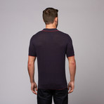 Johnny Collar Knit Polo // Navy + Red (M)