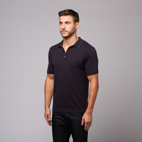 Slim Fit Knit Polo // Navy + White (S)