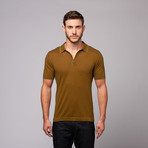 Slim Fit Knit Polo // Olive + White (S)