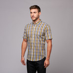 Short Sleeve Plaid Shirt // Yellow + Navy (M)