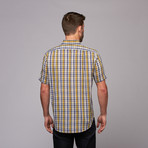 Short Sleeve Plaid Shirt // Yellow + Navy (S)