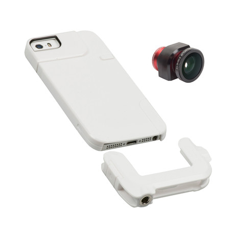 Original 3-IN-1 Lens + Quick Flip Case // iPhone 5/5s (White Flip Case)