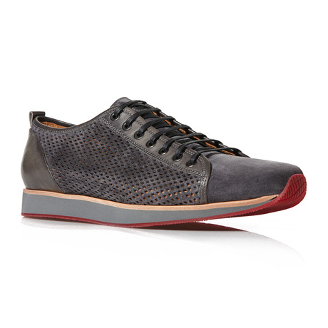 BUB Shoes // Leather + Suede Perforated Sneaker // Anthracite (Euro: 40)