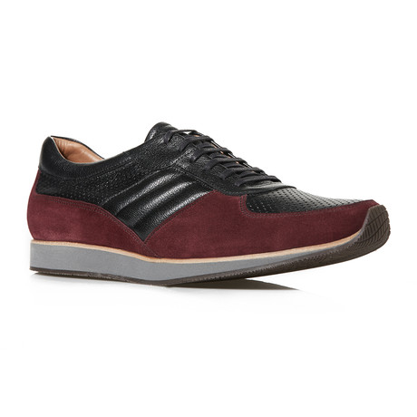 BUB Shoes // Leather + Suede Two-Tone Sneaker // Maroon (Euro: 40)