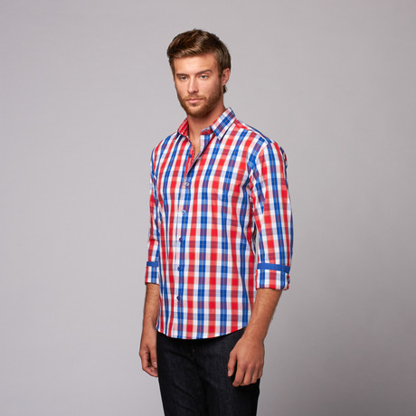 Luciano Button-Up // Royal Blue + Red (L)