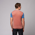 Contrast Sleeve Burnout Crew Neck // Red (L)