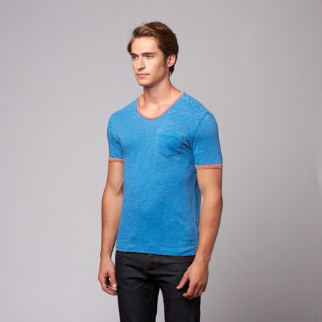 Burnout Crew Neck Pocket T-Shirt // Blue (S)