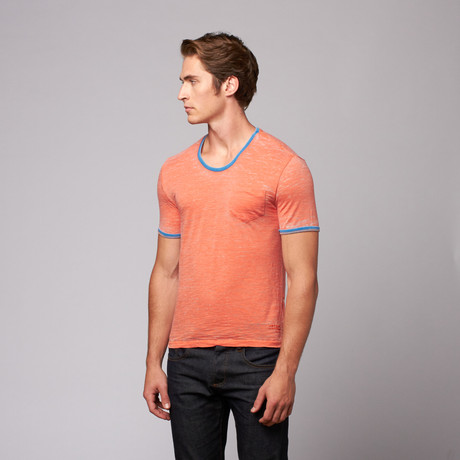 Burnout Crew Neck Pocket T-Shirt // Orange (S)