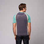 Burnout Colorblock T-Shirt // Indigo + Green (L)