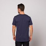 Retro Geometric Lines Tee // Navy (S)