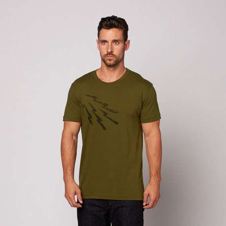 Militaristic Lightning Bolts Tee // Olive (S)