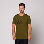 Militaristic Lightning Bolts Tee // Olive (S)