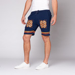 Patterned Fleece Short // Navy (36)