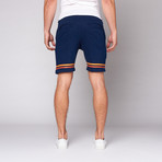 Patterned Fleece Short // Navy (36)