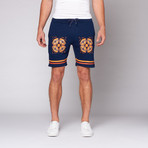Patterned Fleece Short // Navy (36)