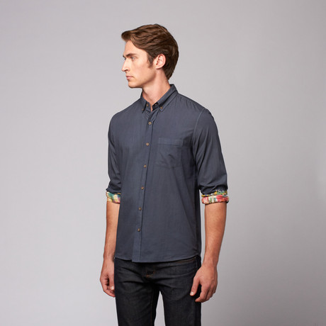 Classic Poplin Shirt // Navy + Tie Dye Arm (XS)