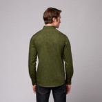 Printed Leaves Poplin Shirt // Green (XS)