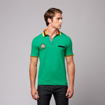 Button Pique Polo // Jamaica + Orange (2XL)