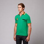 Button Pique Polo // Jamaica + Orange (2XL)