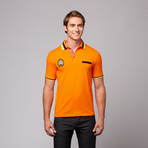 Button Pique Polo // Orange + Yellow + Black (XL)