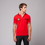 Button Pique Polo // Red + White + Black (XL)
