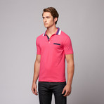 Pocket Pique Polo // Fuschia + Purple + White (L)