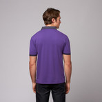 Patterned Collar Pique Polo // Purple + Navy Dot (XL)