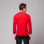 Long Sleeve Pique Polo // Red + Check (XL)